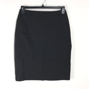New York & Company Pencil Skirt Women's Size 6 Black Stretch Zip Pleat Career